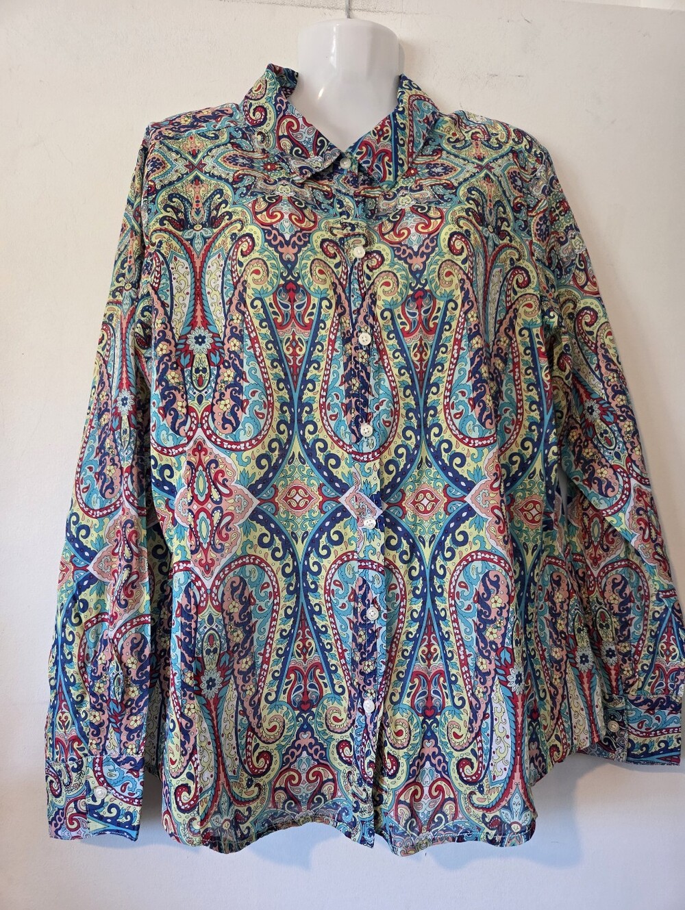 Jockey Vibrant Paisley Button-Down Blouse